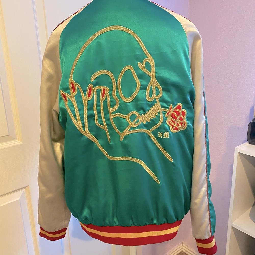 Skull & Rose Embroidered Varsity Jacket